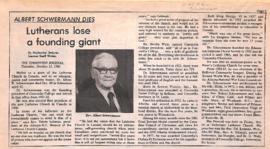 Lutherans lose a founding giant : Albert Schwermann dies