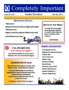 Concordia Weekly Newsletter Volume 02/Issue 20