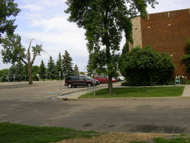 Southwest corner of library building