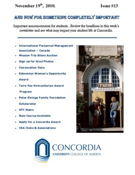 Concordia Weekly Newsletter Volume 01/Issue 13