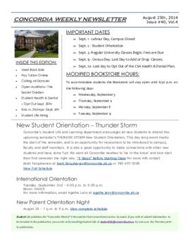 Concordia Weekly Newsletter Volume 04/Issue 40