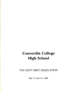 Concordia College High School Sixty-First Graduation