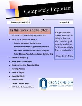 Concordia Weekly Newsletter Volume 01/Issue 14