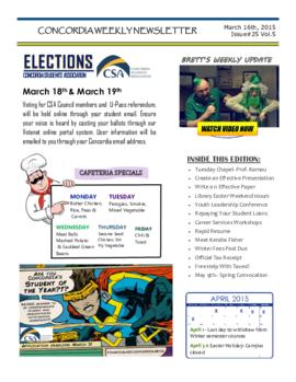 Concordia Weekly Newsletter Volume 05/Issue 25