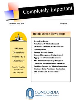 Concordia Weekly Newsletter Volume 01/Issue 16